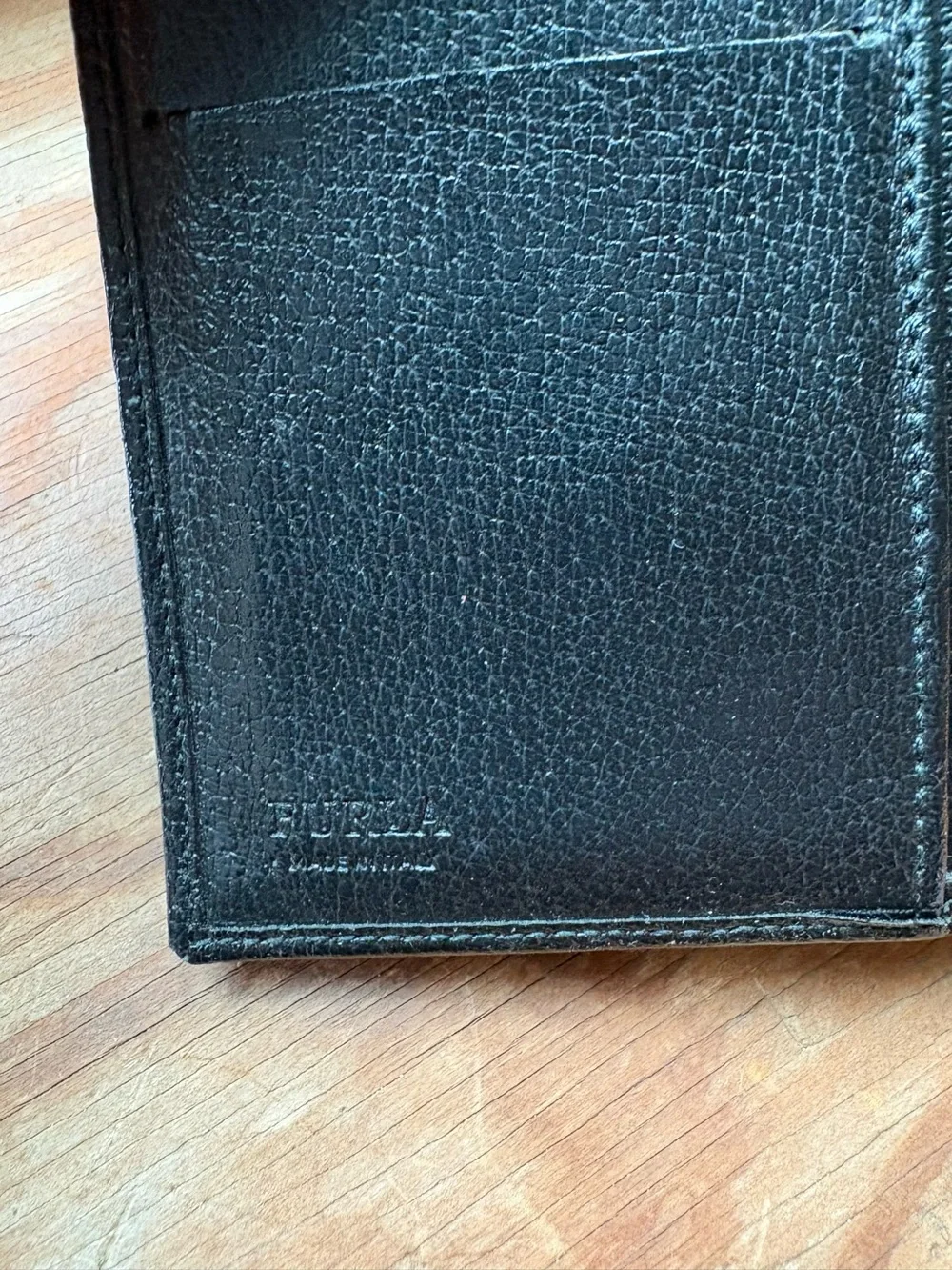Vintage Furla Black Leather Compact Wallet Italy